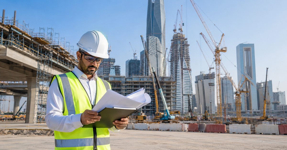 Construction careers in Saudi Arabia at a modern construction site