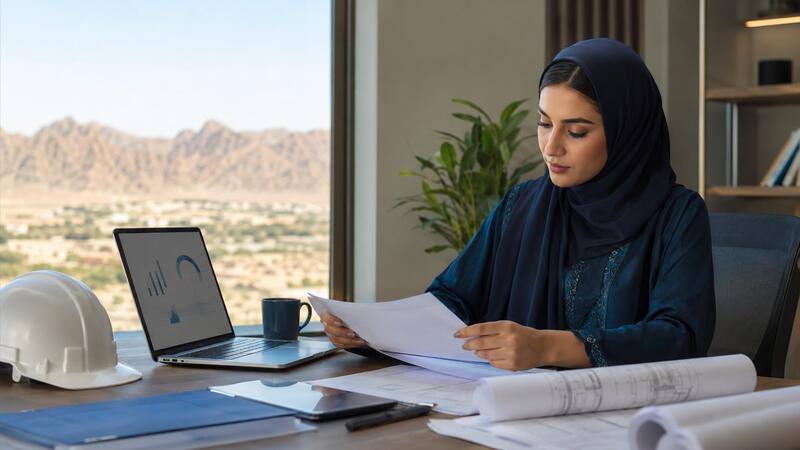 Professional preparing an application for jobs in NEOM