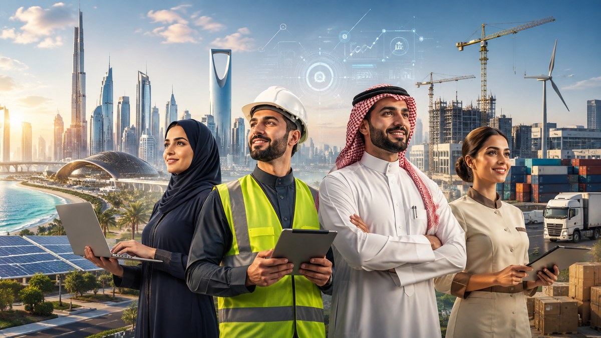 Professionals representing Saudi Vision 2030 jobs and fast-growing industries